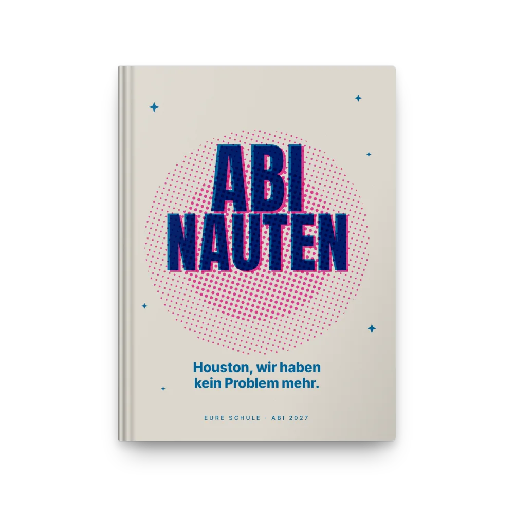 Abibuch-Cover „Abinauten“: Riso-Druck: der Rasterkreis als Vollmond