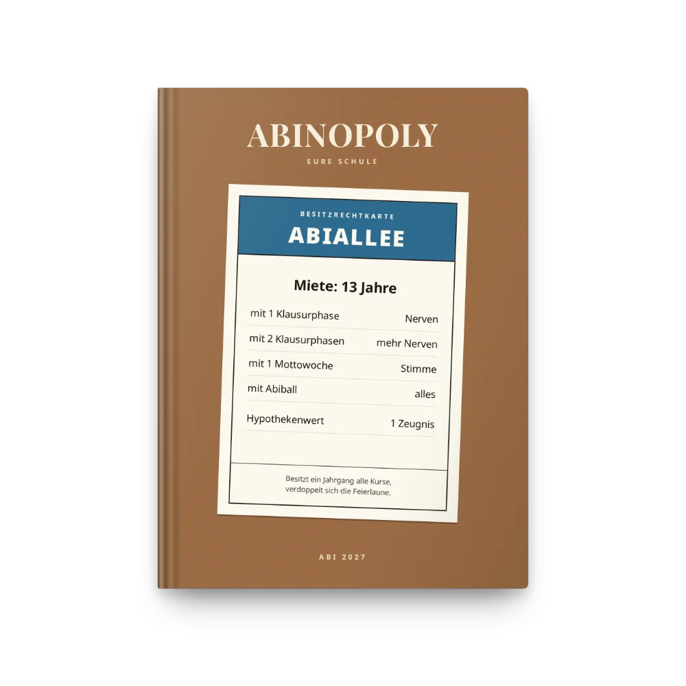 Abibuch-Cover „Abinopoly“: Besitzrechtkarte ABIALLEE